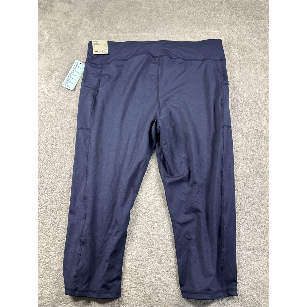 ID Ideology Womens Size 2X High Waist Side Pocket Crop Leggings Navy NWT - Picture 8 of 8